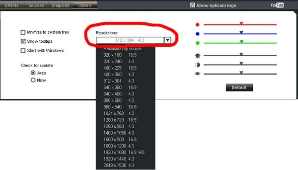 SplitCam Resolutions and HD