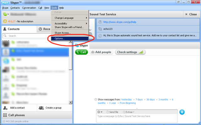 Skype Options